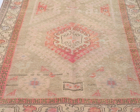 10 Ft Vintage Brown Persian Style Hand Knotted Low Pile Wool Runner Rug